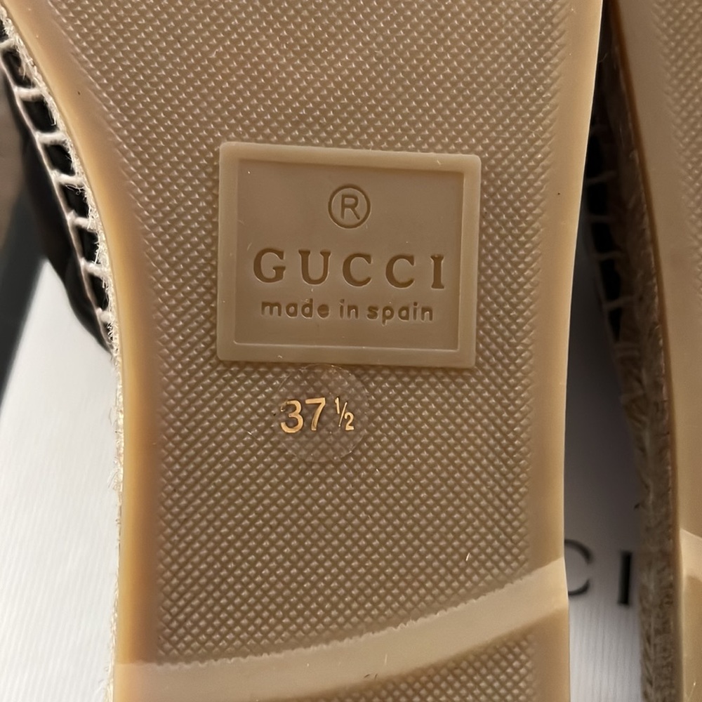 NEW Gucci Nappa Charlotte GG Marmont Espadrille Slide Mules Black Size 37.5 - Picture 5 of 6